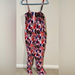 Medium White, Blue, and Pink Floral Lili Sidonio Molly Bracken jumpsuit